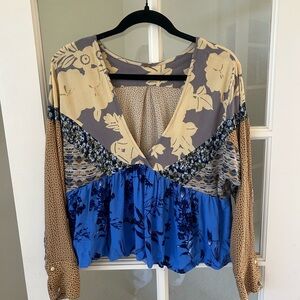 Free People Aloha State of Mind Floral Top in Blue